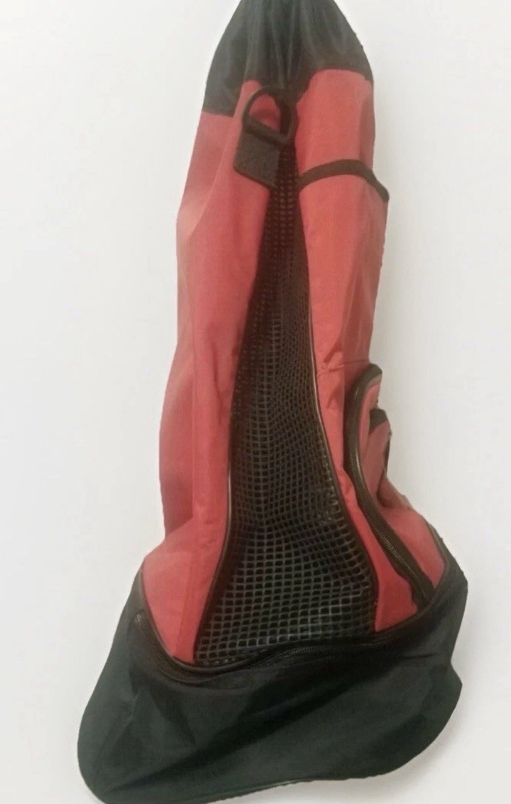 Red and Black Canvas and Mesh Drawstring Pouch or Sports Bag