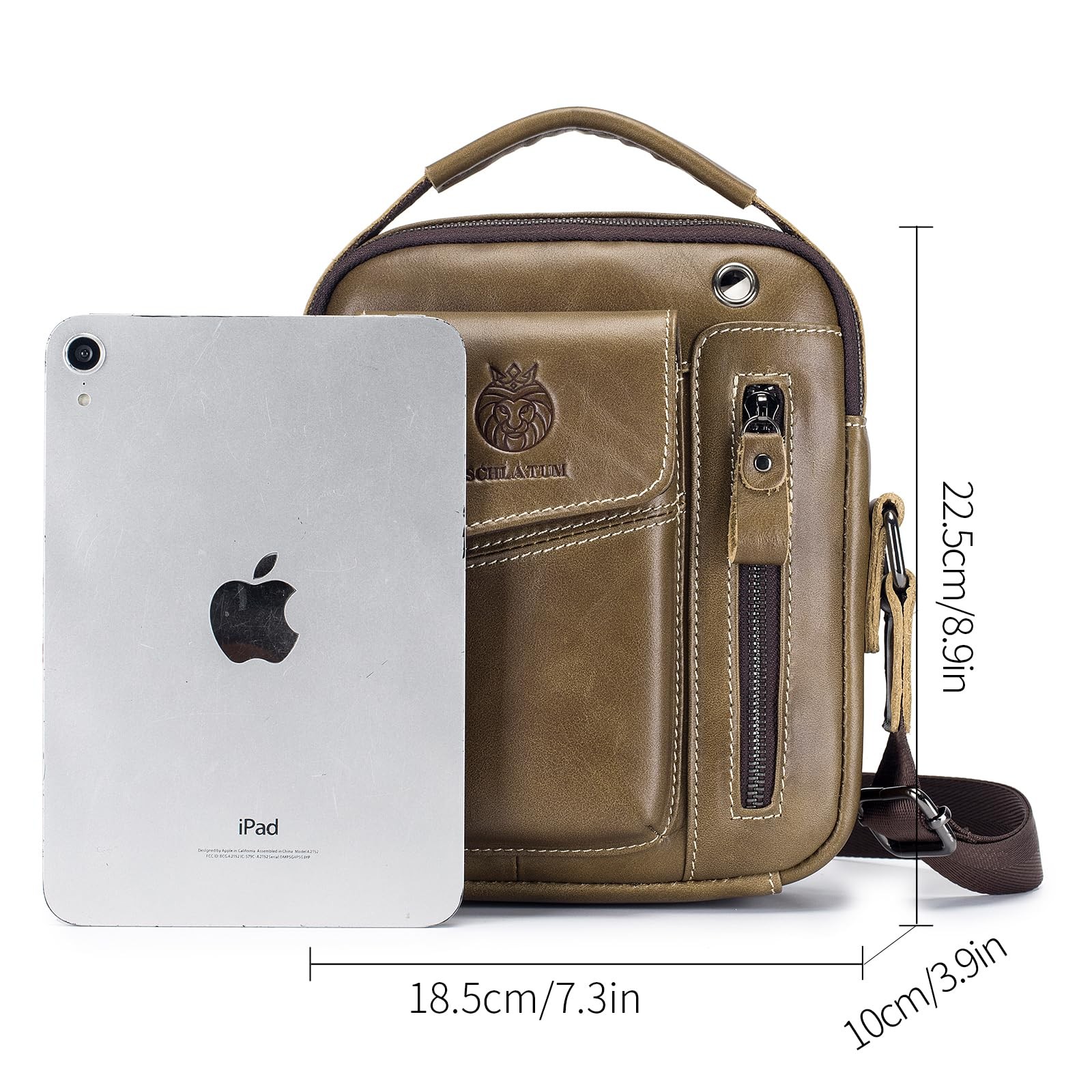 Leather Shoulder Bag Men Small Crossbody Purse Handbag Travel Business Casual
