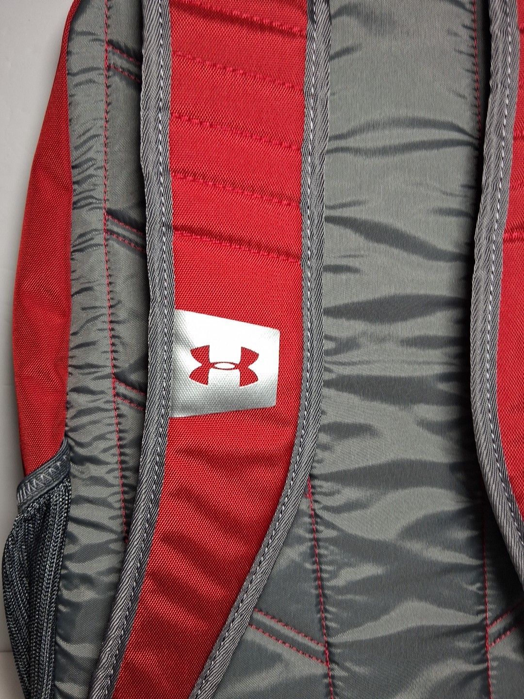 Under Armour Storm 1 Backpack Red Gray Pockets Wide Straps. Wisconsin University