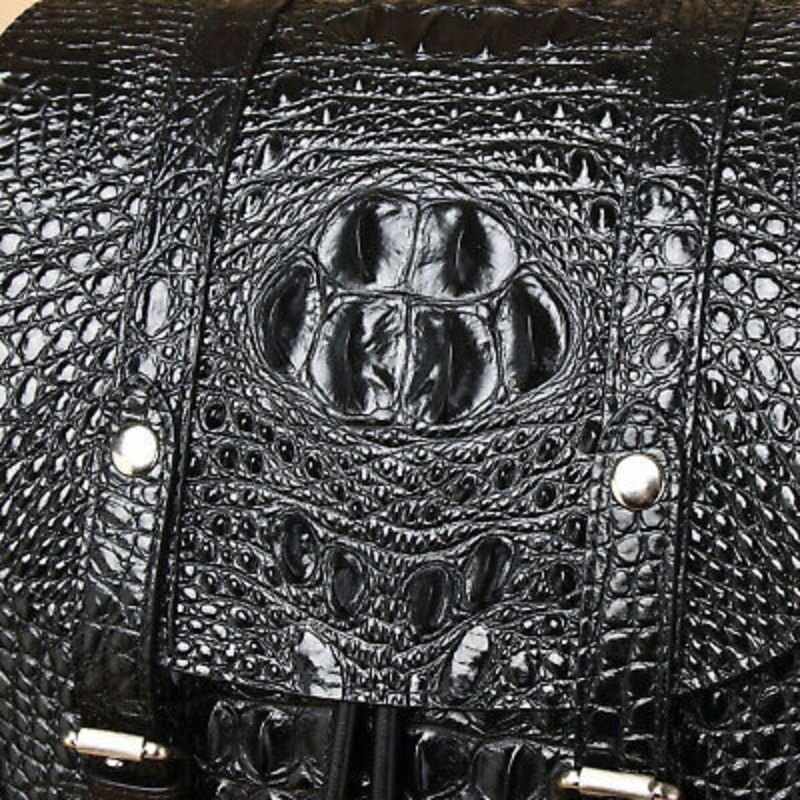 100% Real Leather Backpack, Crocodile Pattern Travel Backpack Large Rucksack
