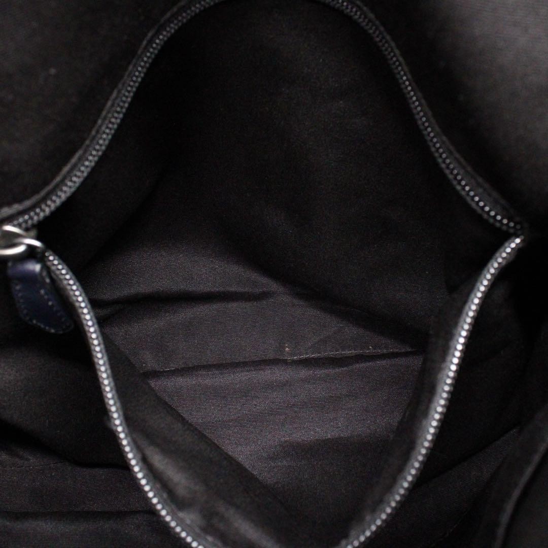 COACH Charles Foldover 2Way Handbag Shoulder Bag Leather Navy Gunmetal Hardware