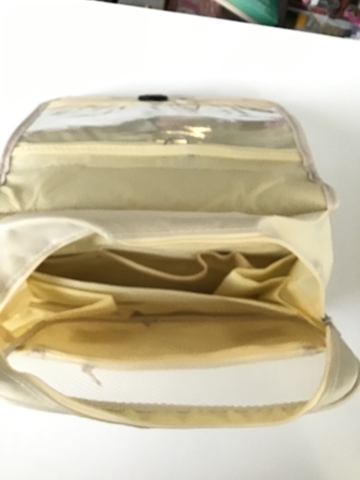 NEW Essentials Hanging Up Beige Neutral PVC Cosmetics Beauty Travel Bag