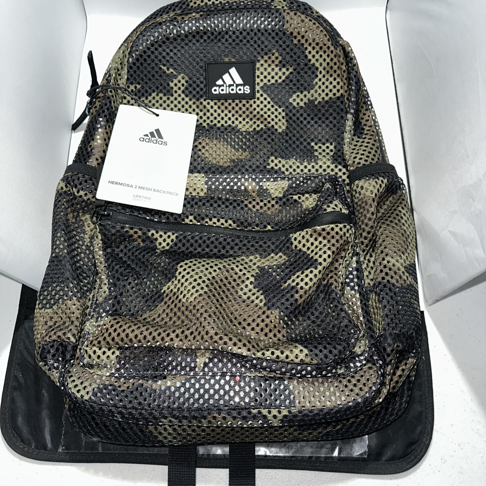 Adidas Hermosa 2 Mesh Backpack Camouflage Green Black Mesh, New With Tag. (17)