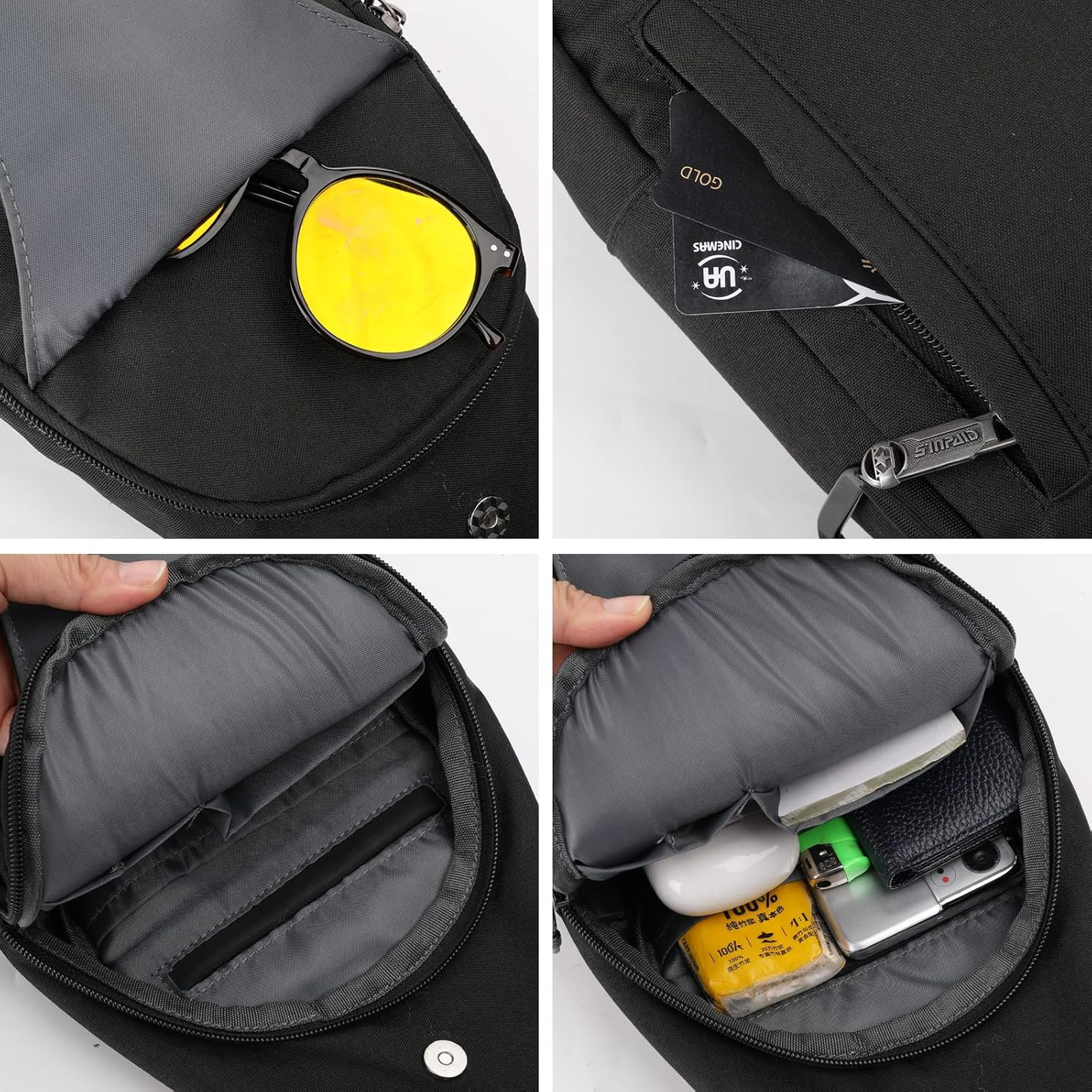 Waterfly Small Crossbody Sling Backpack Anti Theft Travel Chest Bag for Men