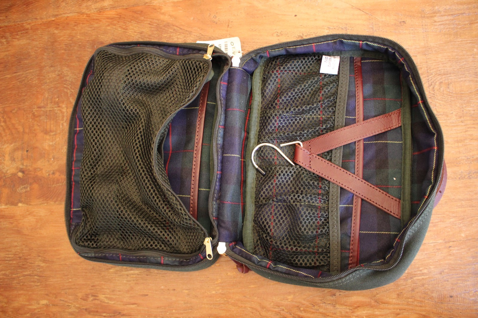 Orvis Battenkill Travel Hanging Toiletry Bag Dopp Kit Green Canvas & Leather NWT