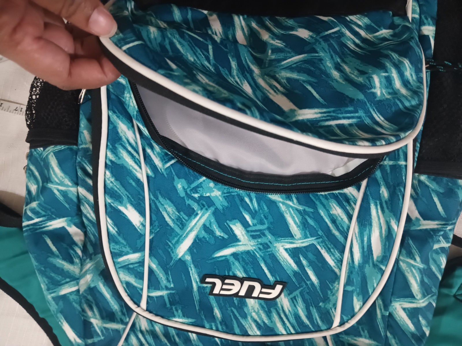 Blue Black Green White Three Compartment Backpack
