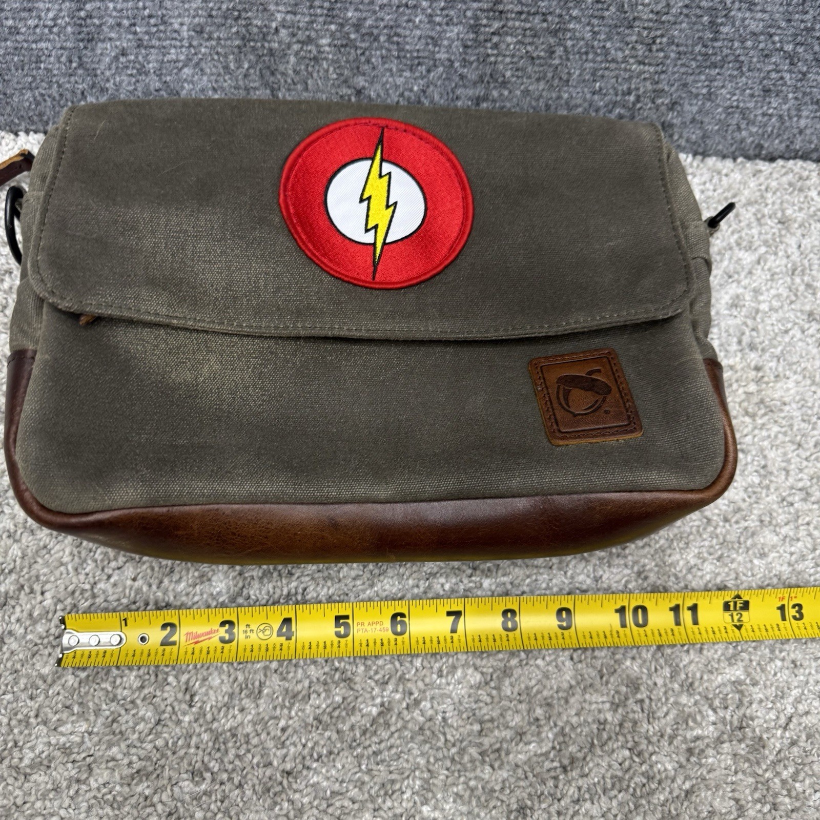 NutSac Canvas Messenger Bag distressed w/ Patch and no shoulder strap