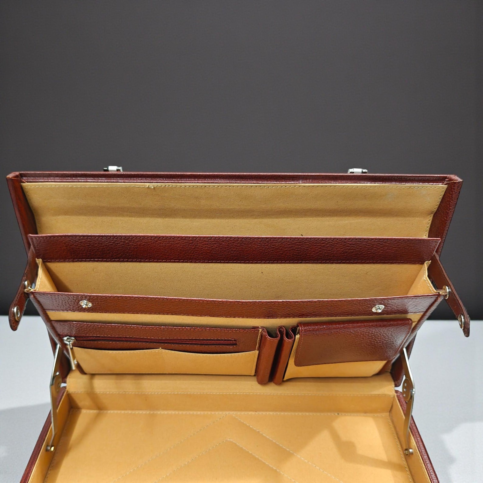 Brown Customized Leather Briefcase for Men, Laptop Attache Case