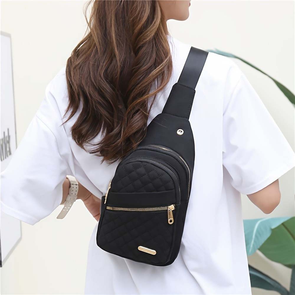 Versatile Multi-Pocket Wear-Resistant Quilted Sling Backpack Crossbody Chest Bag