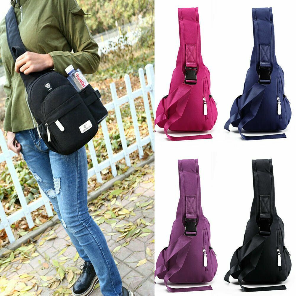 Mens Women Nylon Shoulder Chest Cycle Sling Daily Bag Crossbody Travel Backpack