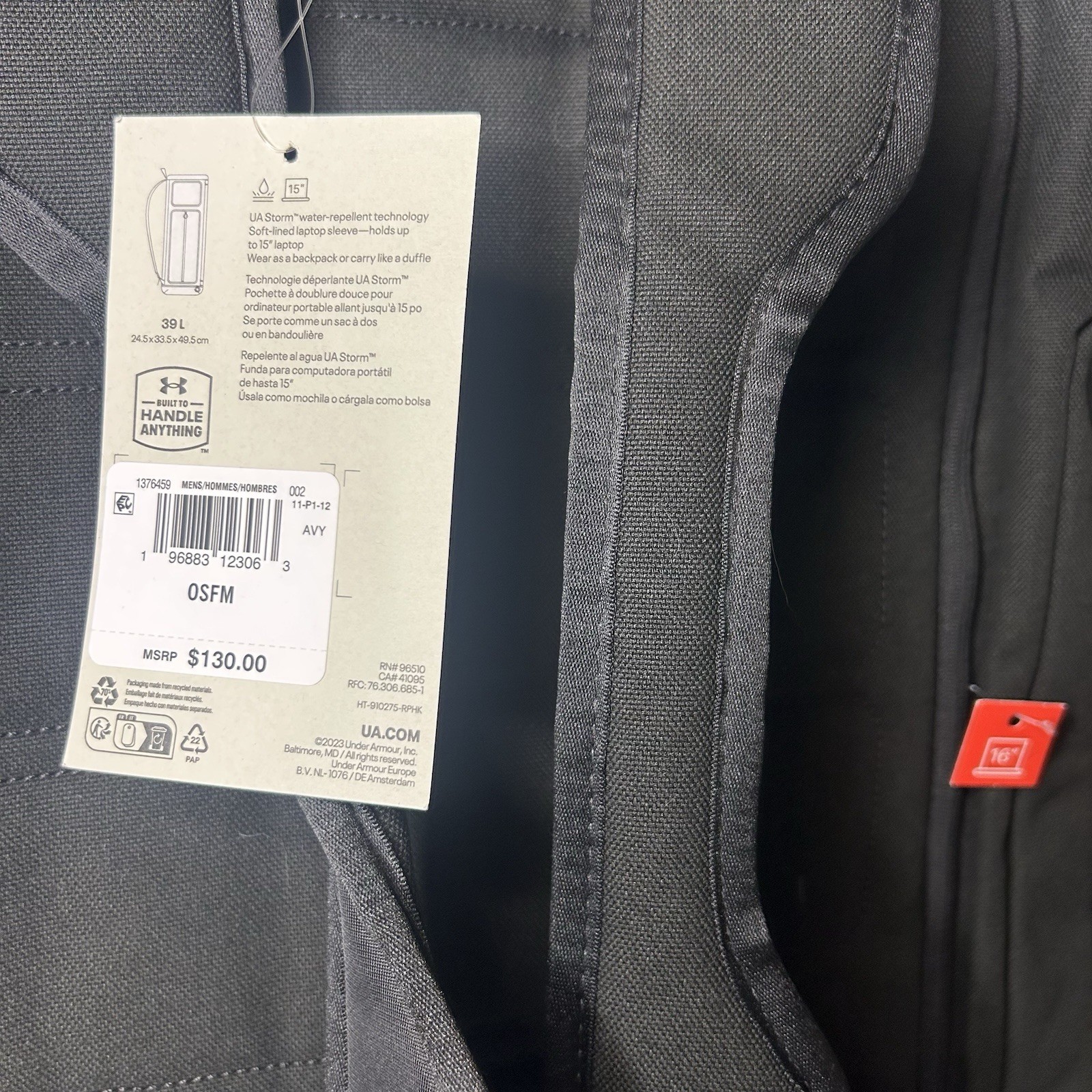 UA Under Armour Project Rock Duffle Backpack Bag Black Gold Gym 1376459-002 39L