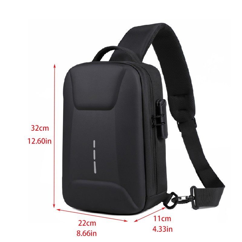Anti-theft Combination Lock Chest Packs With USB Charging Port Fashion Business