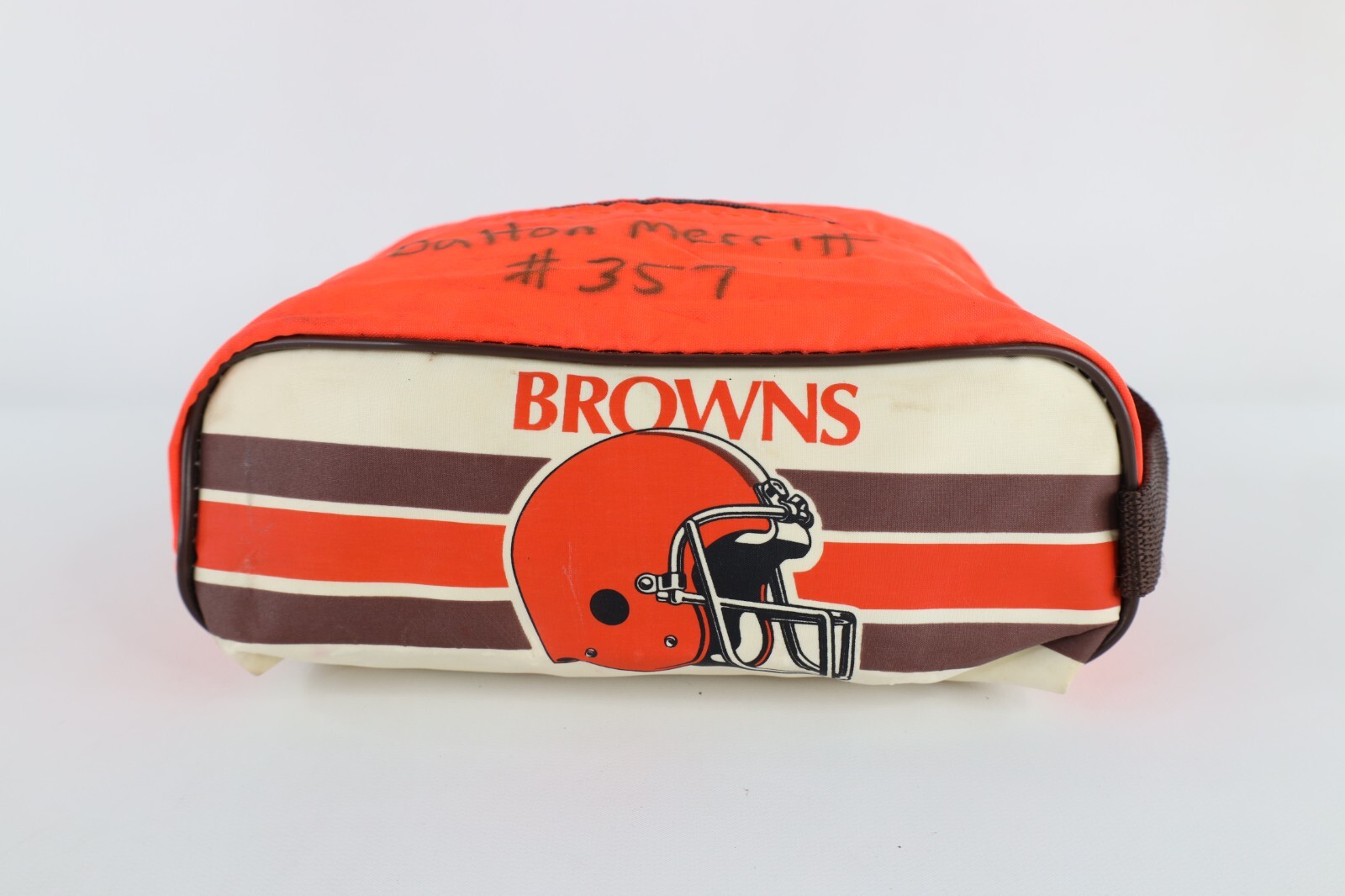 Vtg 90s Distressed Spell Out Cleveland Browns Football Toiletry Bag Travel Bag