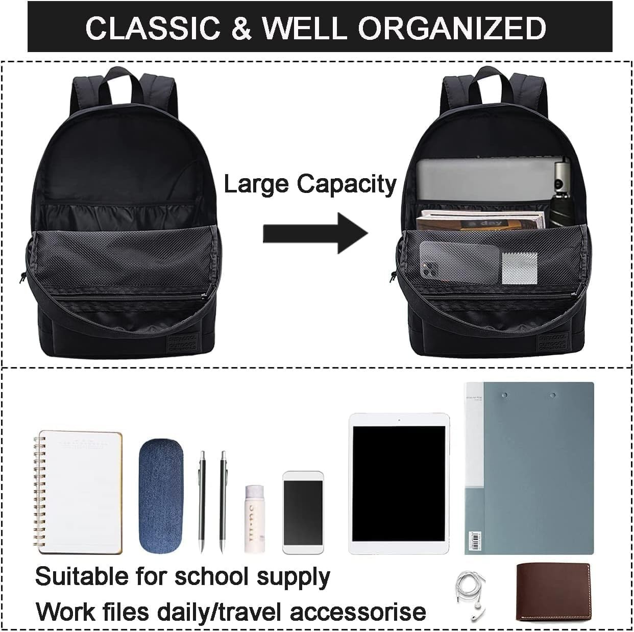 Versatile USB Charging Waterproof Laptop Backpack – 20L Lightweight Design