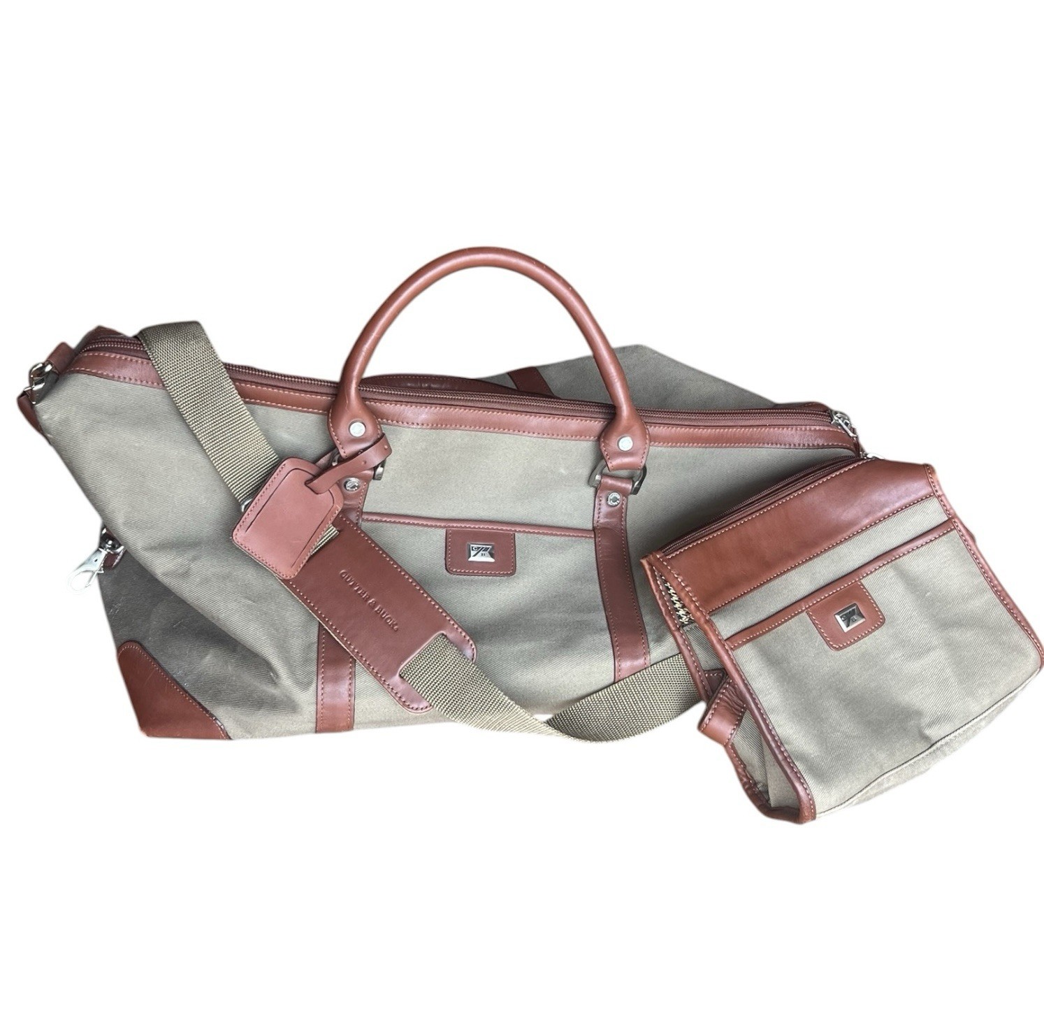 Cutter & Buck Leather And Canvas Duffel Bag Excellent Condition With Travel Bag