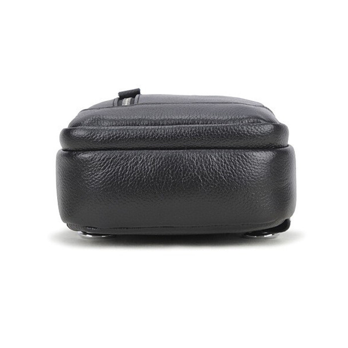 Genuine Leather Sling Backpack, Black Men‘s Crossbody Chest Bag Causal Daypack