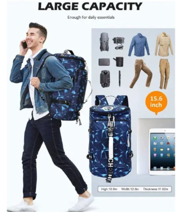 Kinouchi 40L Backpack Gym Duffle Bag Travel Backpack Waterproof Laptop Blue