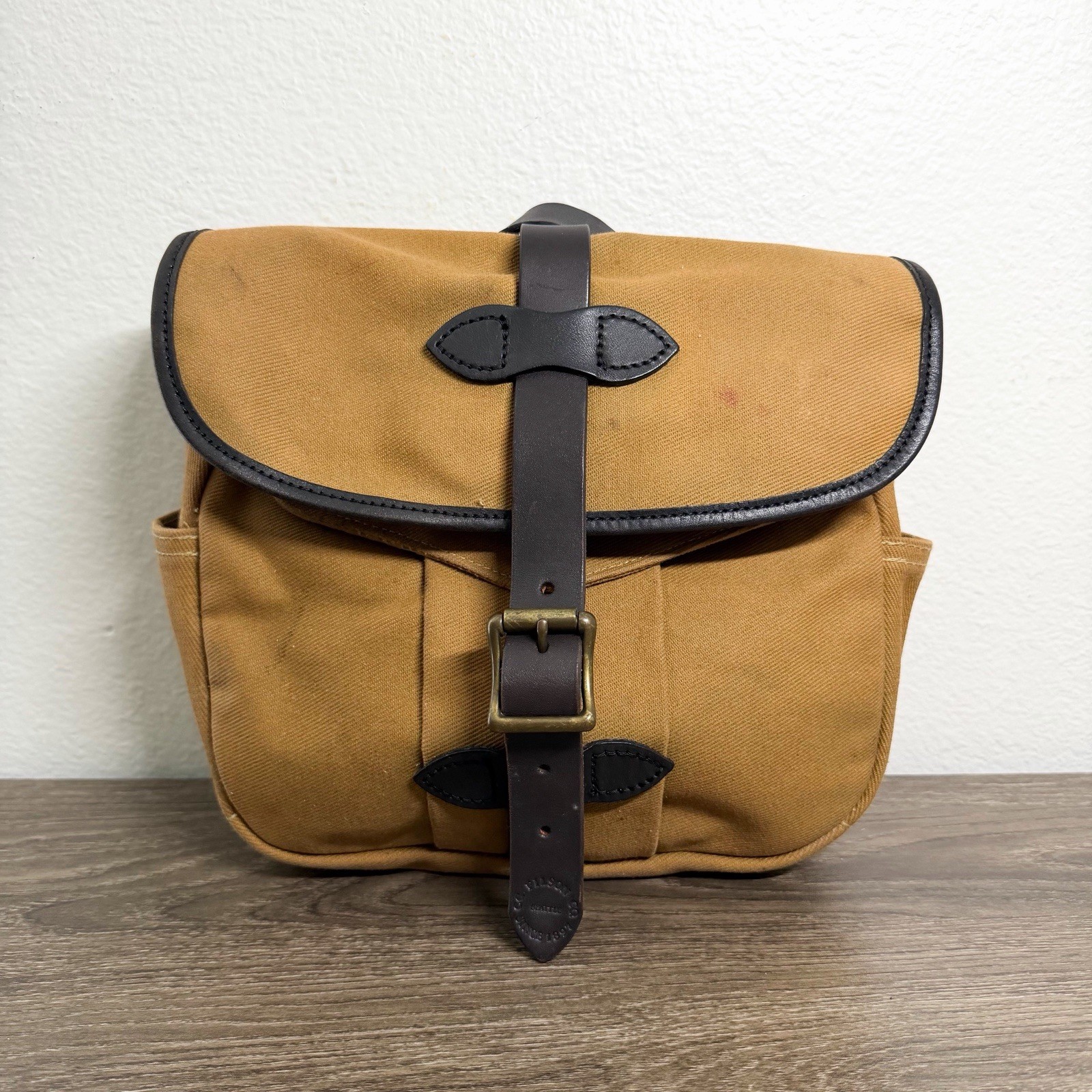 Filson Small Rugged Twill Field Bag Satchel Tan & Leather- NO Shoulder Strap
