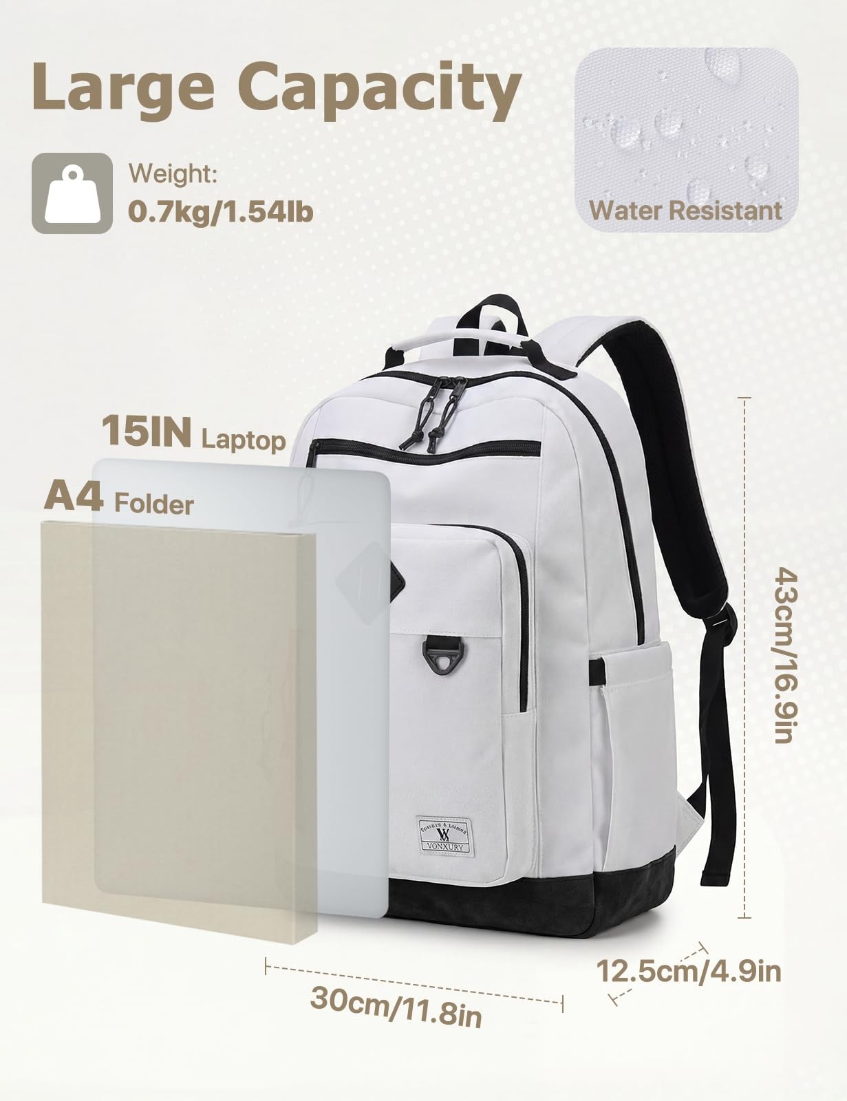 Lightweight Laptop Backpack for Men Women 15.6 Inch Water Resistant Travel