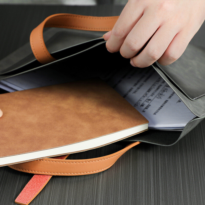 Official Business Document Bag Handheld File Bag PU Leather Waterproof Briefcase