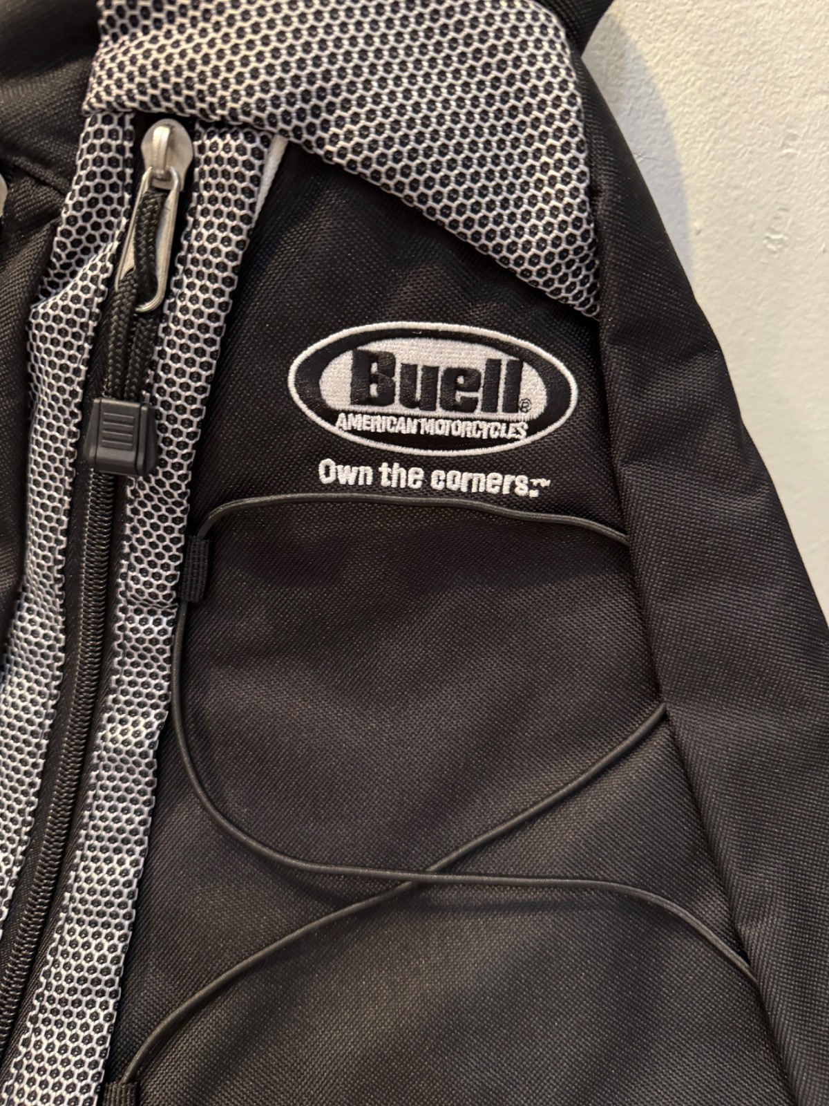 🏍️ Buell Sling Backpack Crossbody Motorcycle Bag Black Gray Helmet Style