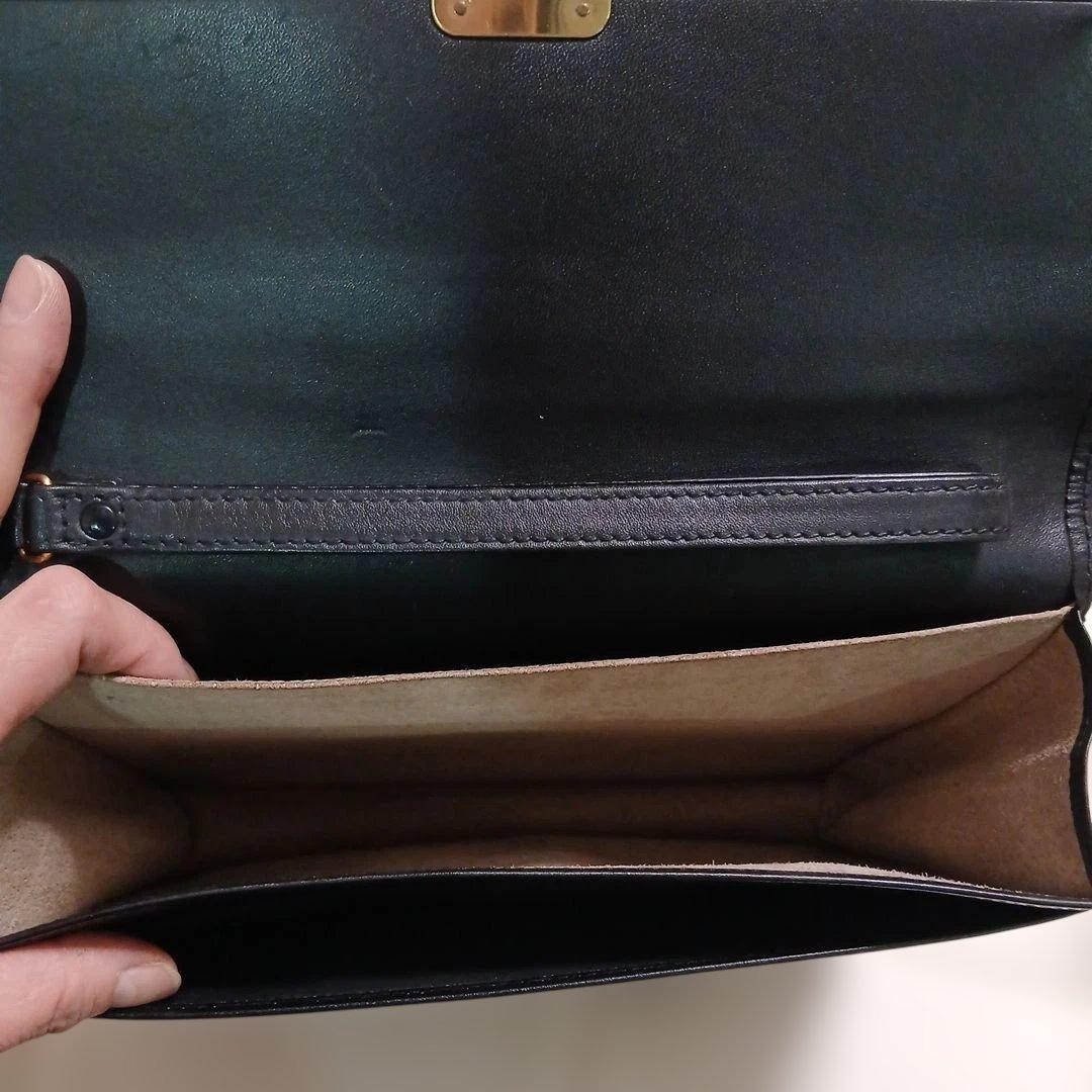 Dunhill Flap Clutch Bag Second Bag Black Leather Dial Lock Wrist Strap Men’s