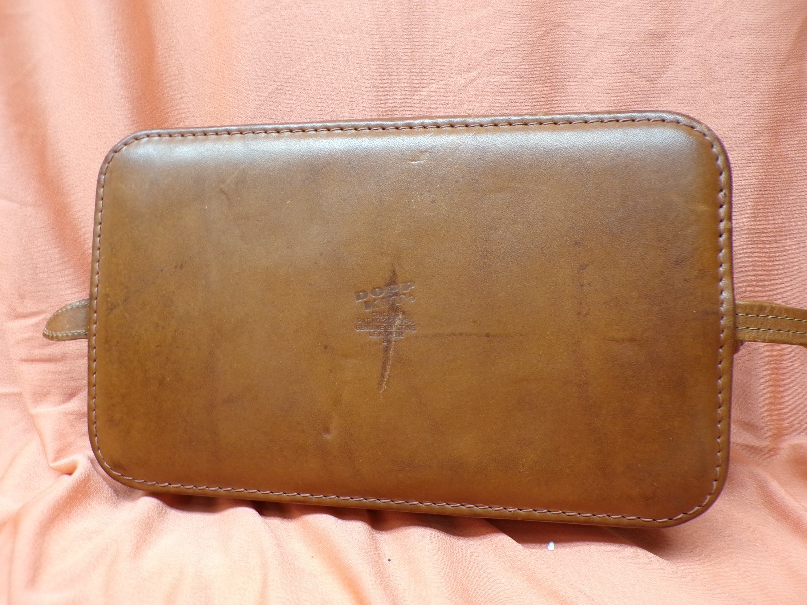 Vintage Bosca Brown Leather Utili-Kit Zip-up Toiletry Shaving Bag ~ has damage