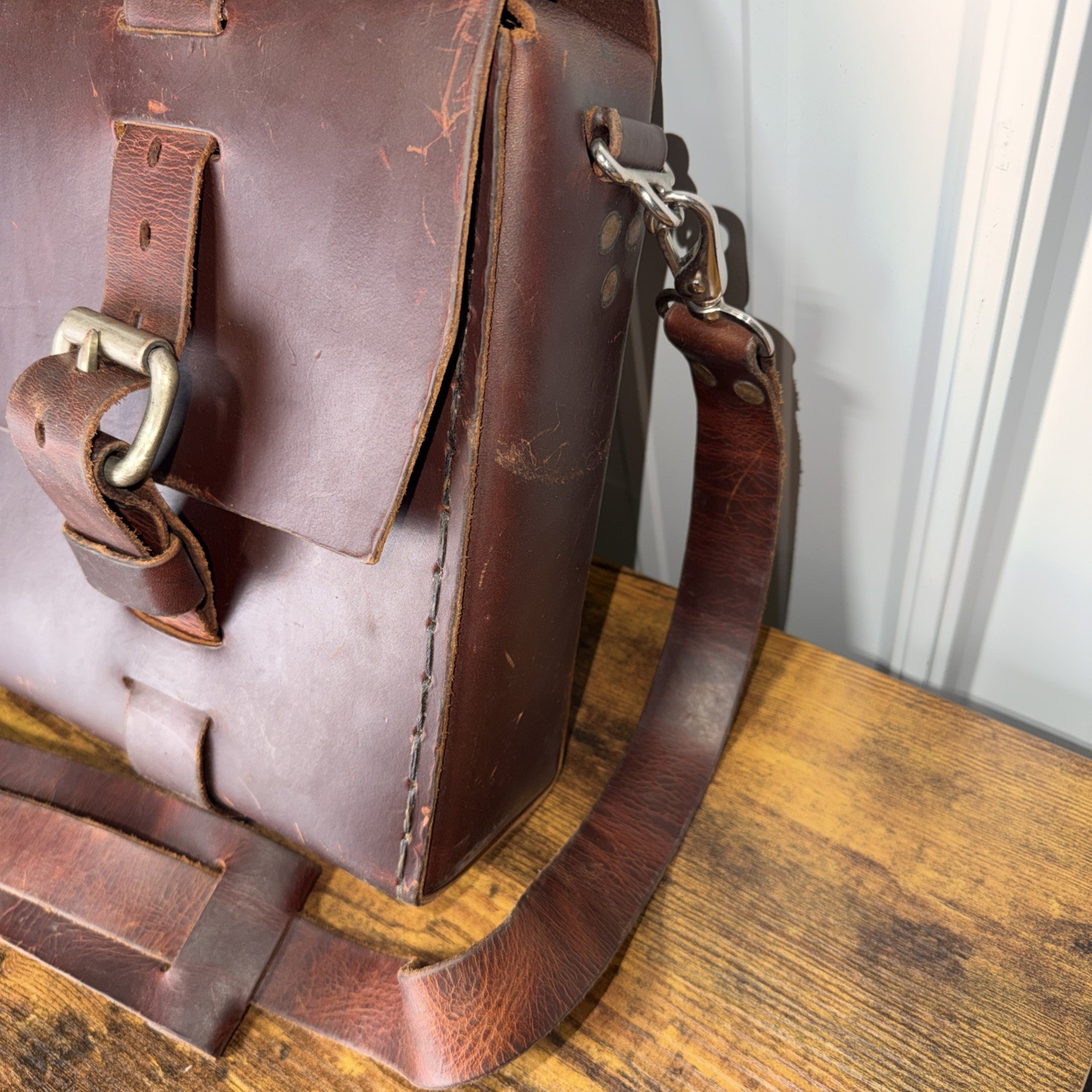 ColsenKeane Leather Satchel Bag In Crazy Horse