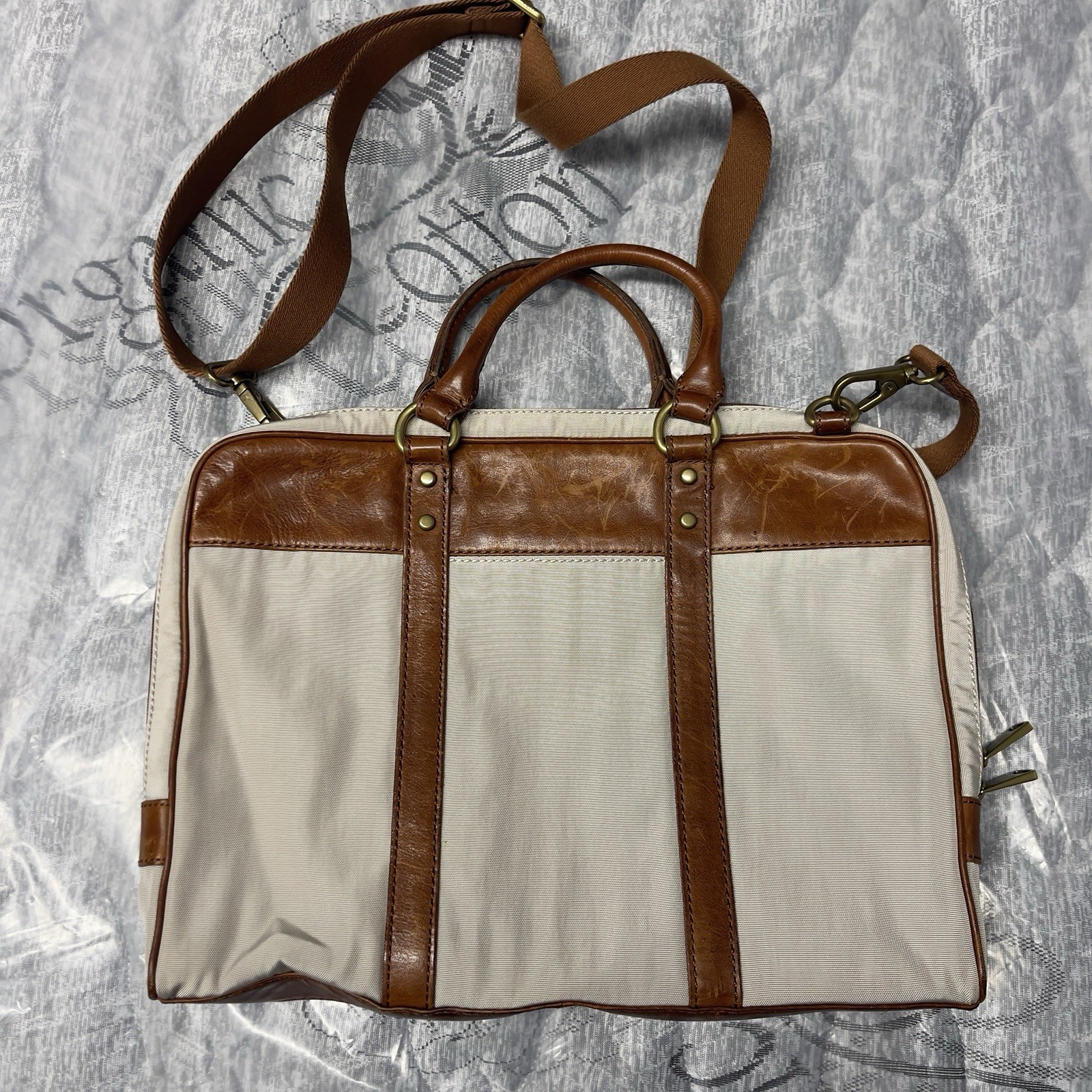 Fossil estate document Messenger Bag Shoulder Bag Leather Handles Twill Leather
