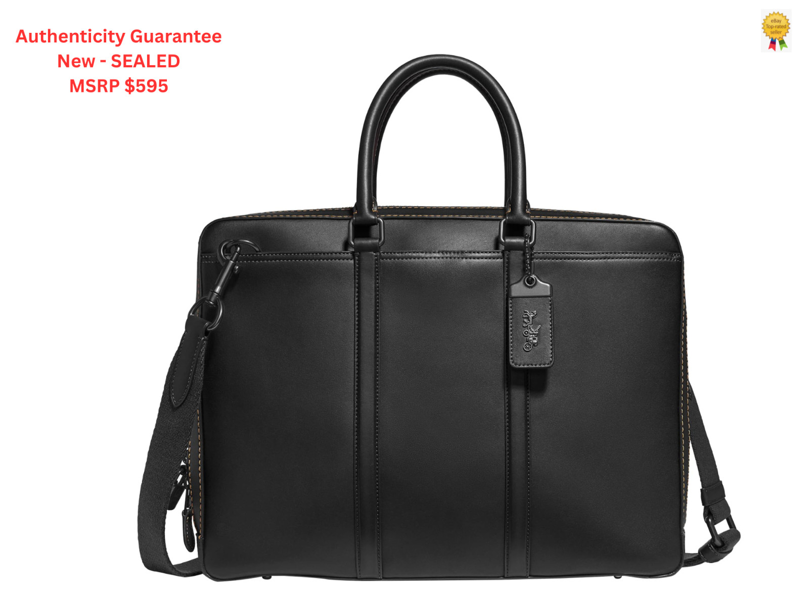 Coach Metropolitan Slim Brief – Black Copper/Black ( Origin $595 )- NEW SEALED