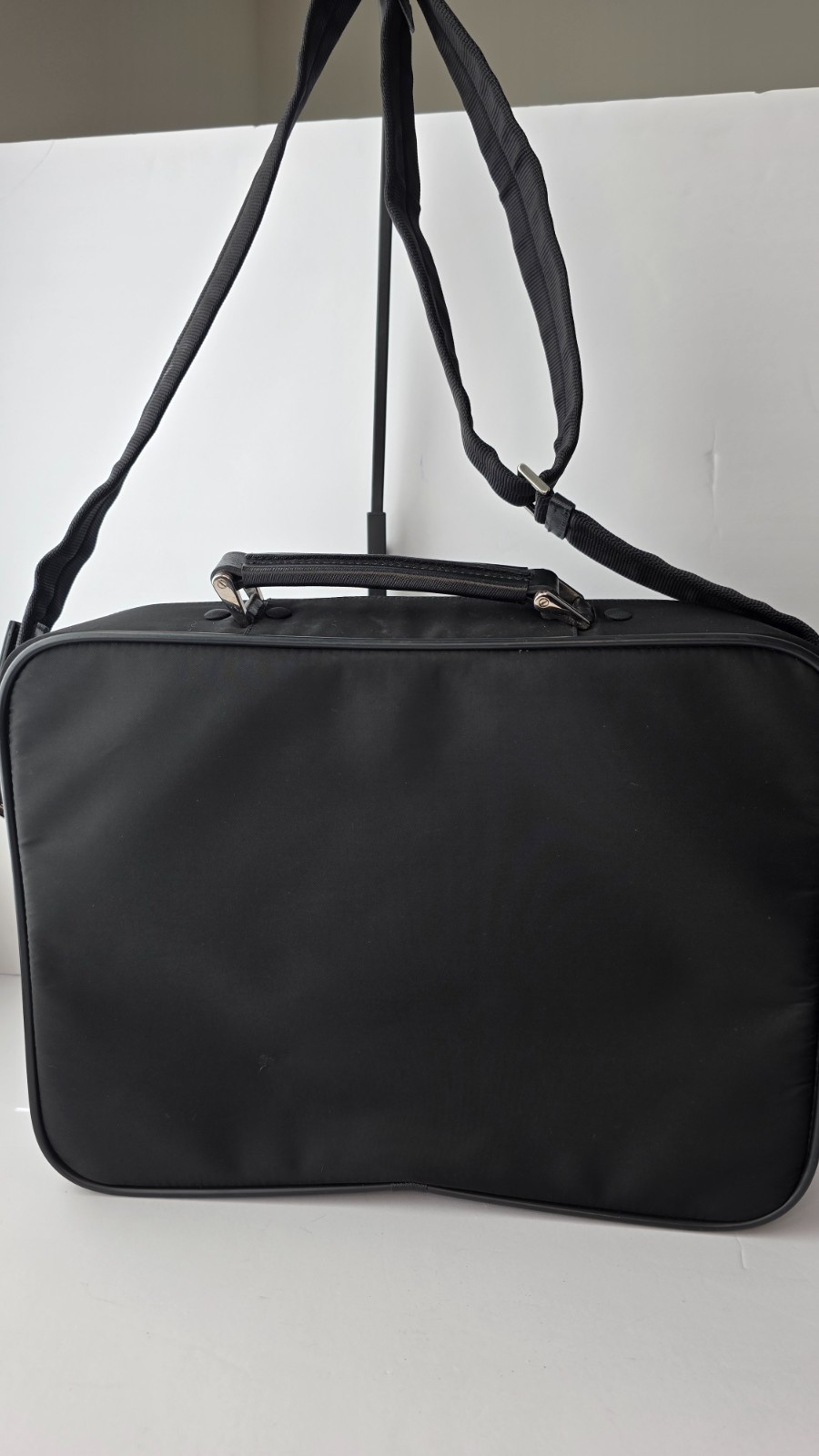 Authentic Prada Black Tessuto Nylon Briefcase Laptop Bag w/ Strap USA Seller