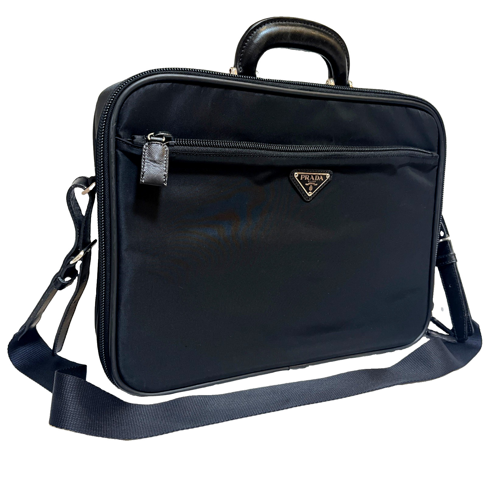PRADA 2Way Business bag briefcase Nylon Tessuto Triangle Black
