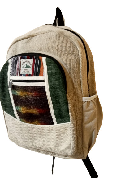 Large Hemp Cotton Backpack Eco Friendly Natural Beige Rucksack Bag Made in Nepal