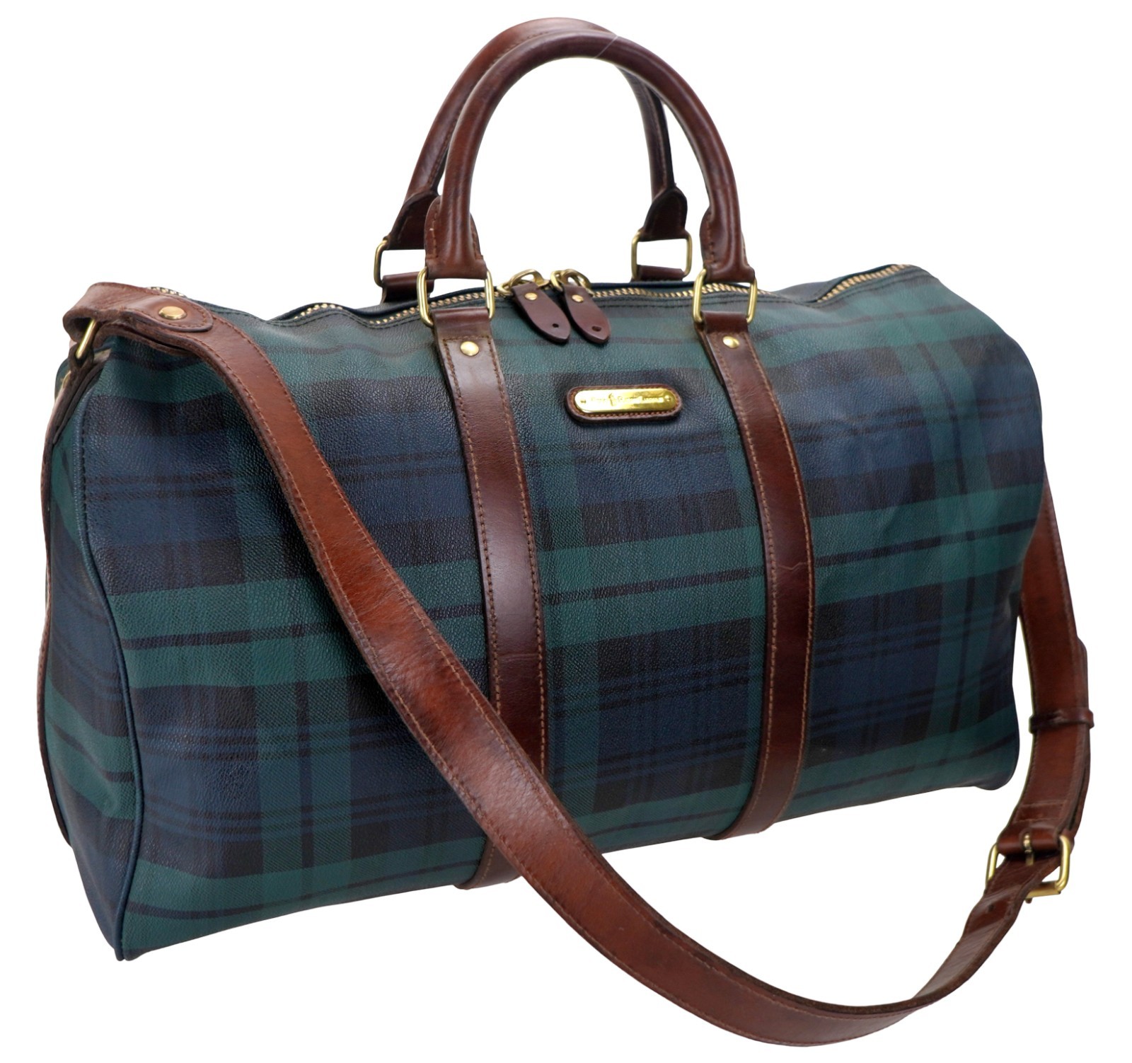 Vintage POLO Ralph Lauren Tartan Blackwatch Duffle Weekender Travel Bag