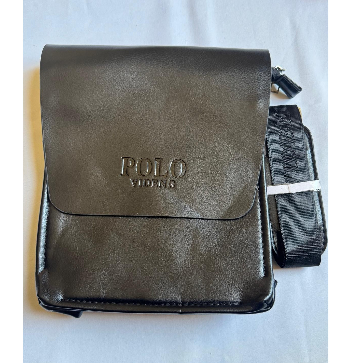 POLO VIDENG Men’s Black Messenger Bag Zip Magnetic Shoulder Strap Nylon Solid