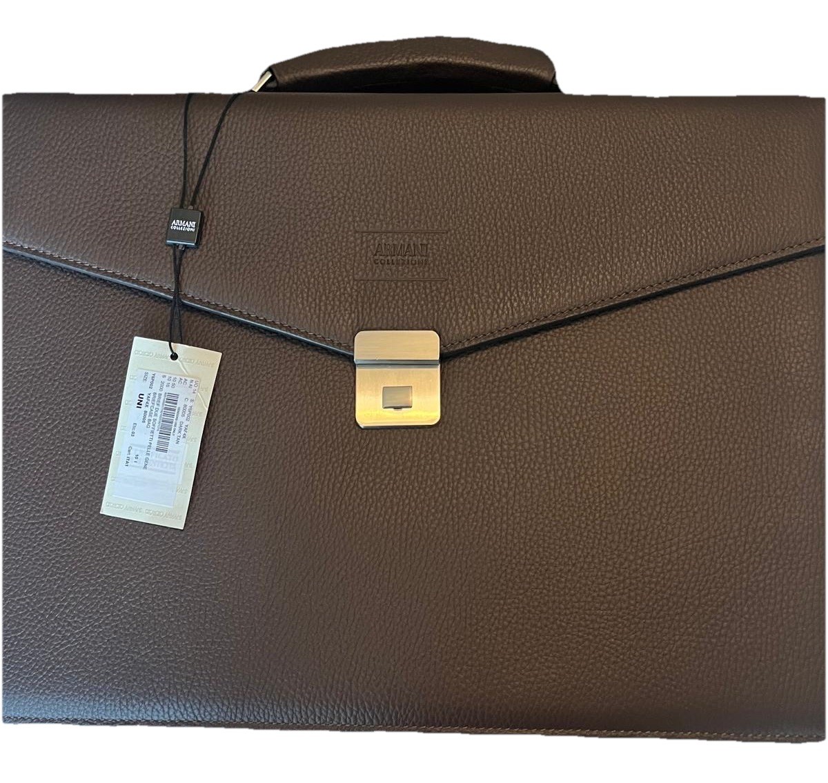 Armani Collezioni Brown Men’s Briefcase/Document Case Push Lock Top Handle