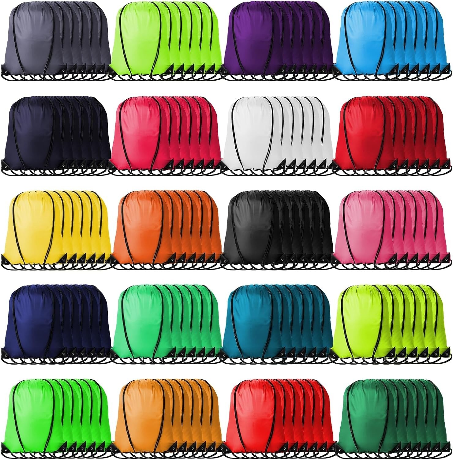 Vibrant 120-Piece Drawstring Bags – Versatile Nylon Cinch Sacks for Any Occasion