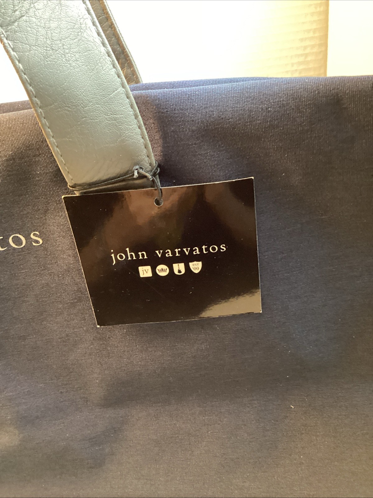 John Varvatos Navy Gray Large Duffle Bag for Men Double Handles NEW WITH TAG
