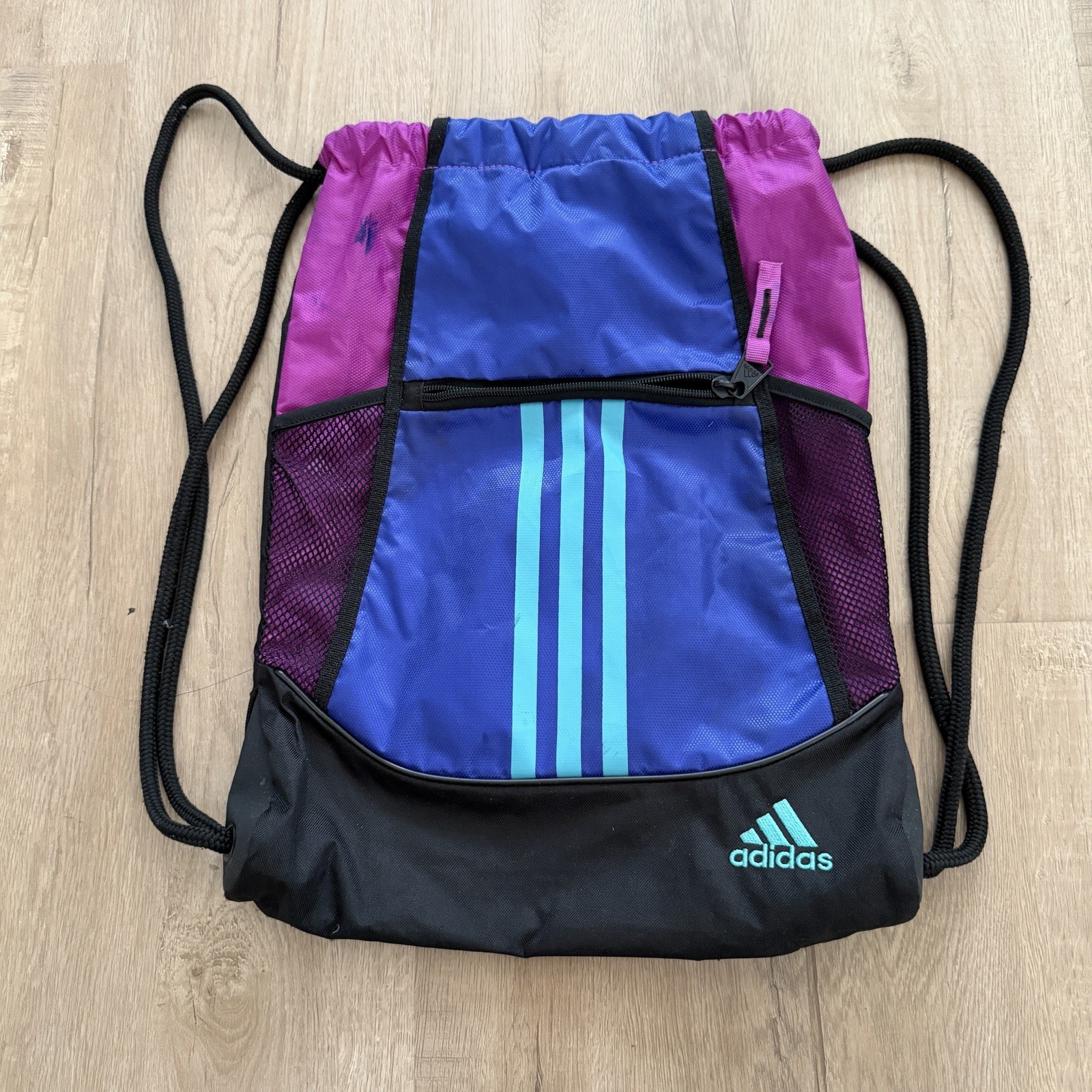 Adidas Alliance II Sackpack Drawstring Bag Backpack Mesh & Zippered Front Pocket