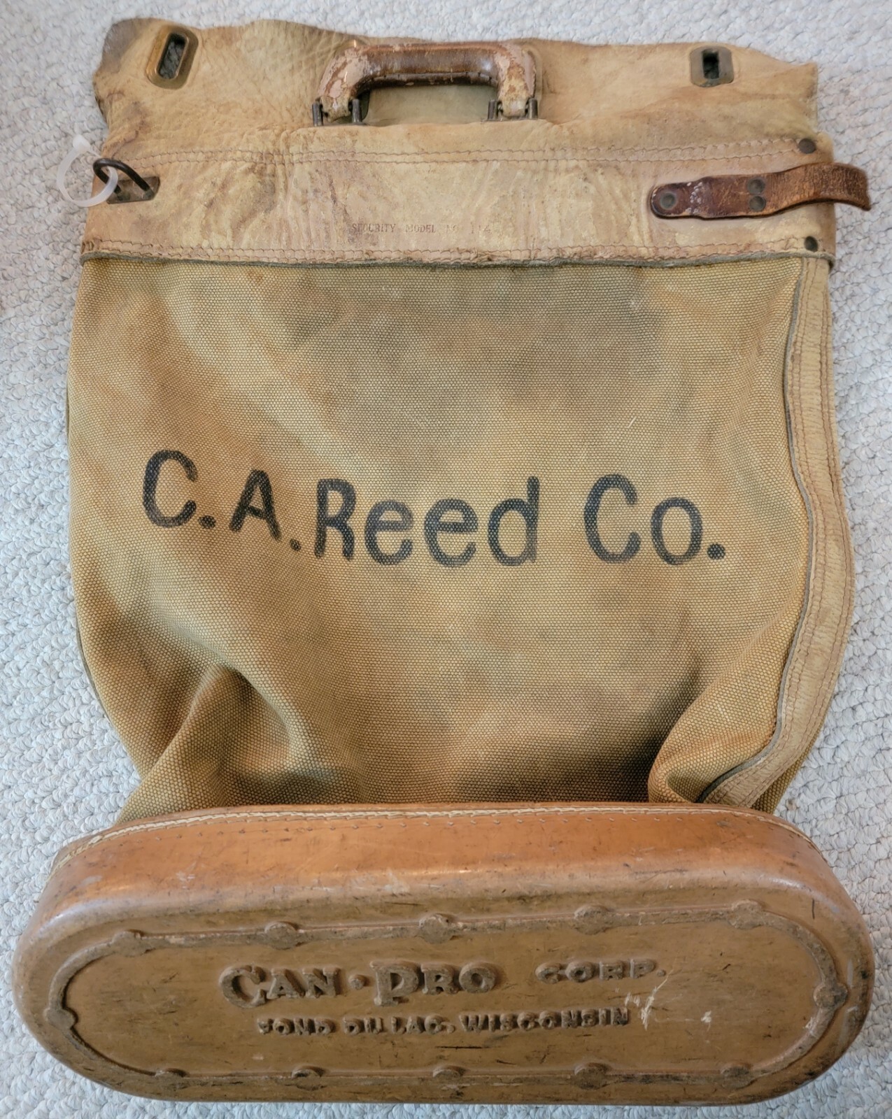 CA Reed Corp Leather Canvas Courier Messenger Bag Fond Du Lac Wisconsin RARE HTF
