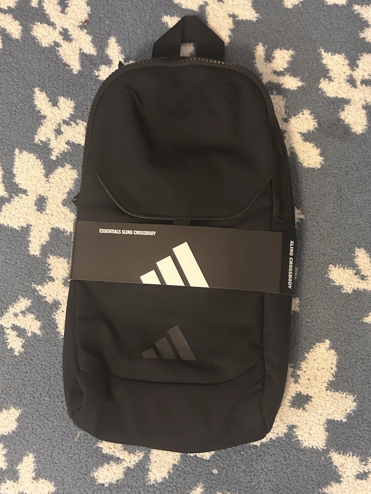 Adidas Essentials 3 Sling Crossbody Bag Black with Carabiner and Multi-Pocket