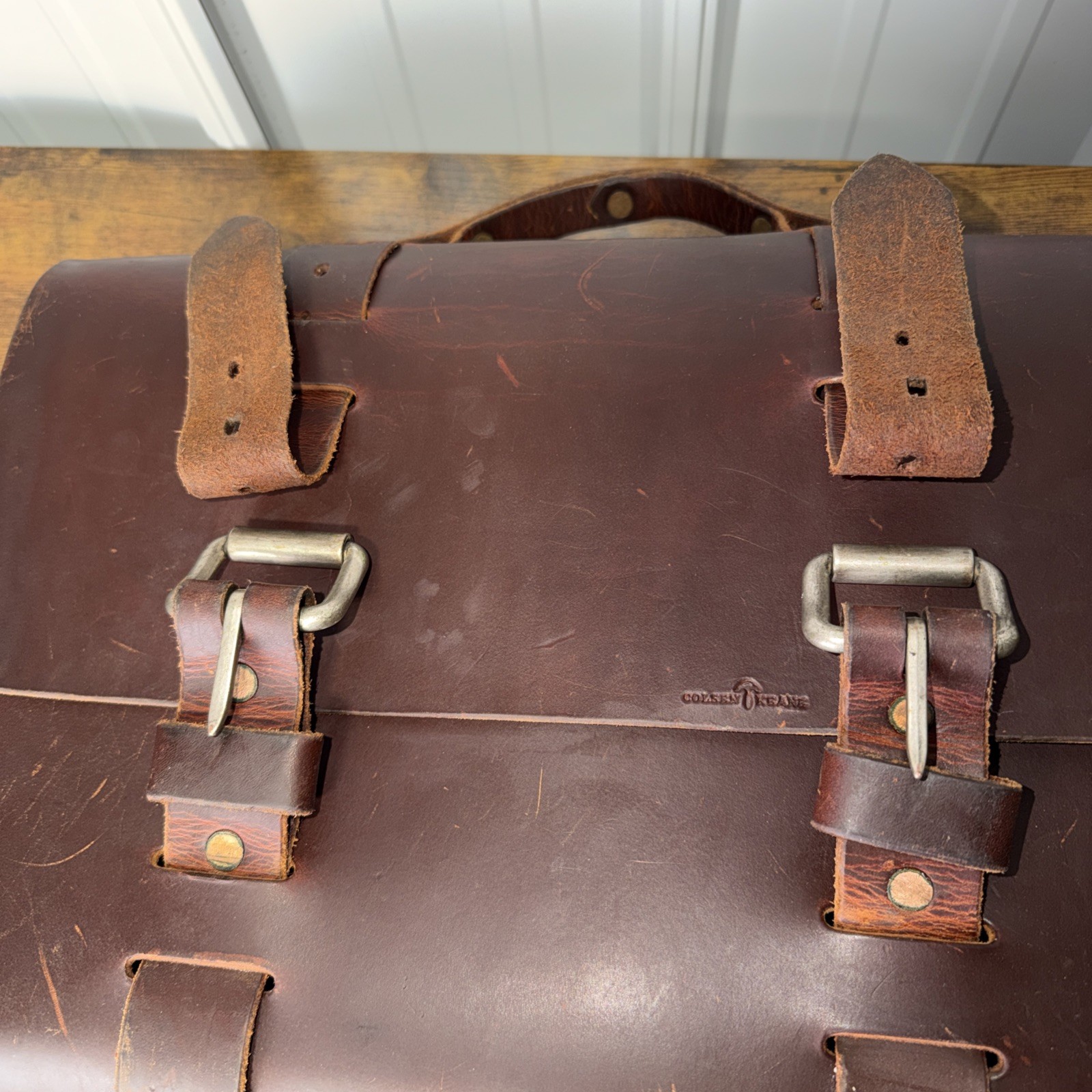 ColsenKeane Leather Satchel Bag In Crazy Horse
