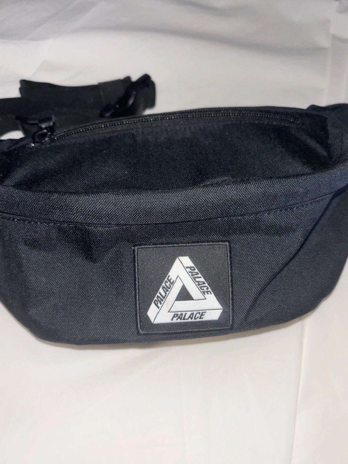 Palace Black Belt Bag Fanny Pack Triangle Logo Patch Zip Buckle Adjustable Strap