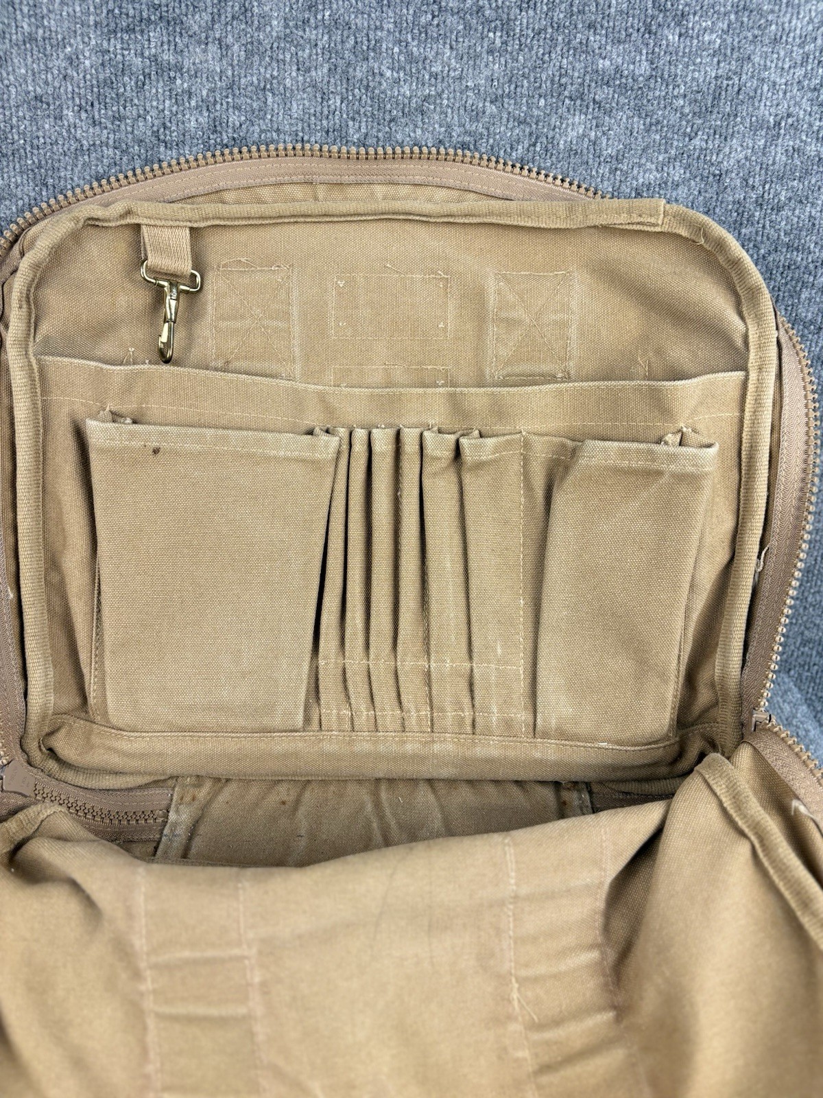 Lands End Square Rigger Messenger Bag Tan Canvas Medium Travel Work Briefcase