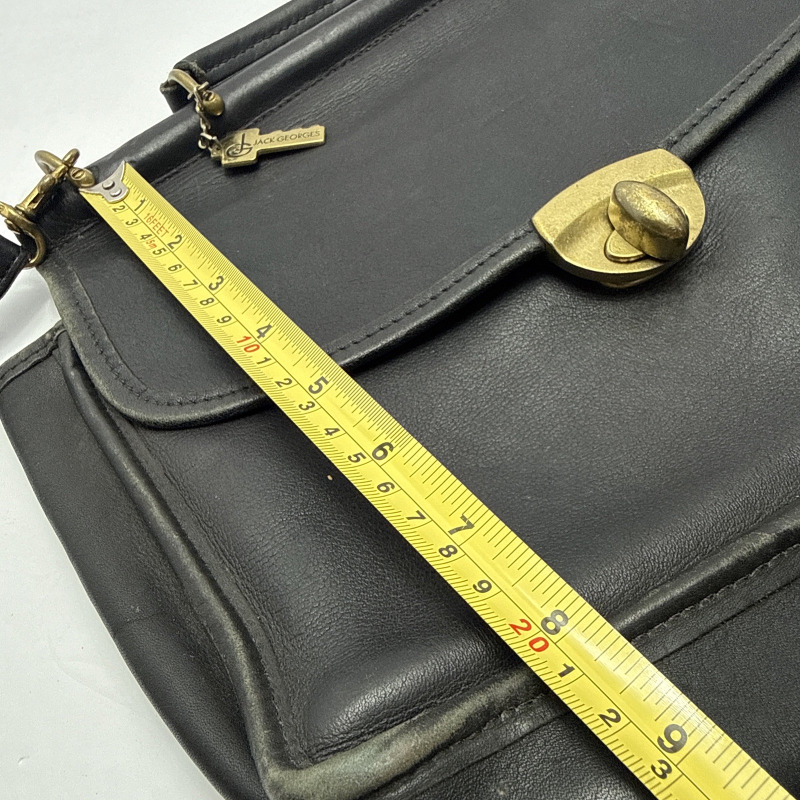 Jack Georges University Executive Black Leather Briefcase Messenger Bag Made USA