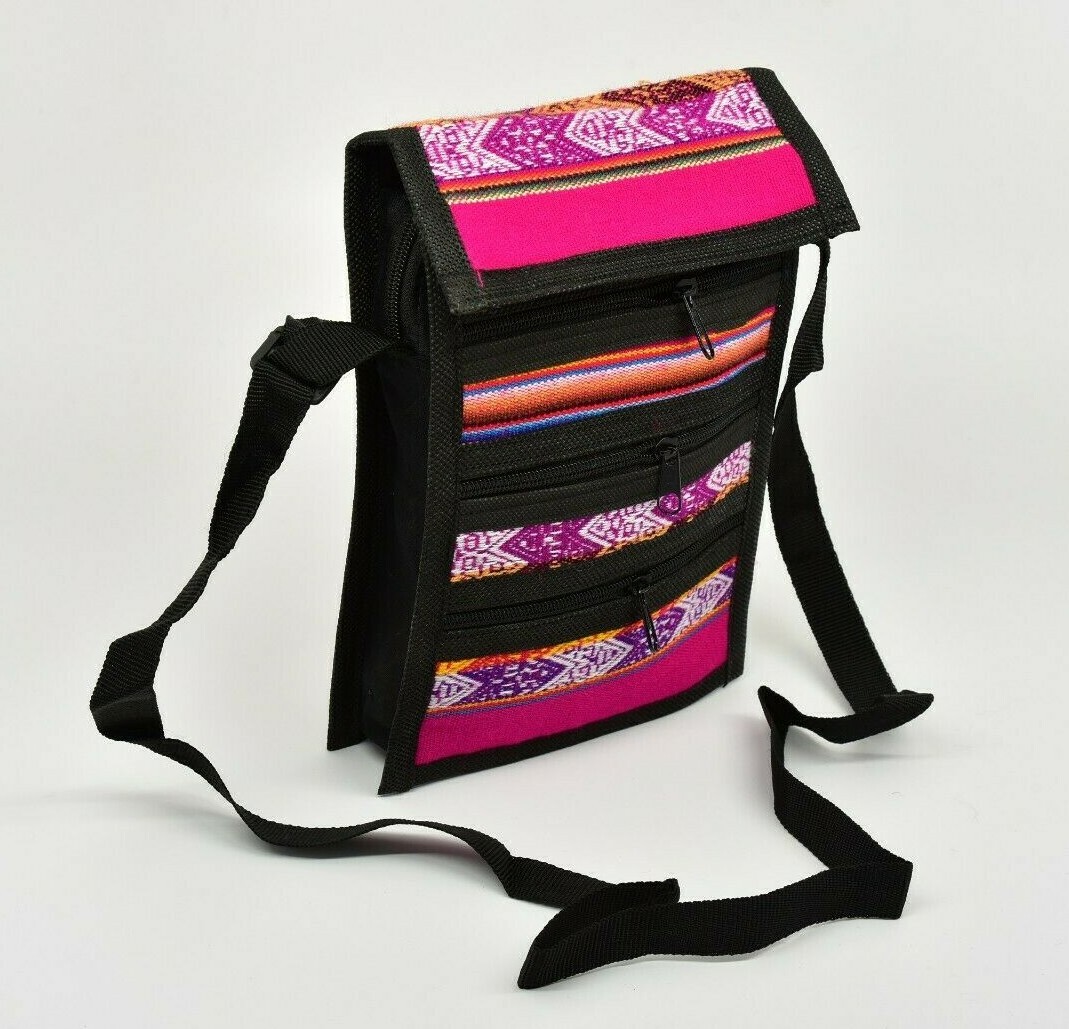 Purse Bag Tote Zippered Cotton Peru 7″ x9″ x3″ Manta Traditional Pouch Lined New