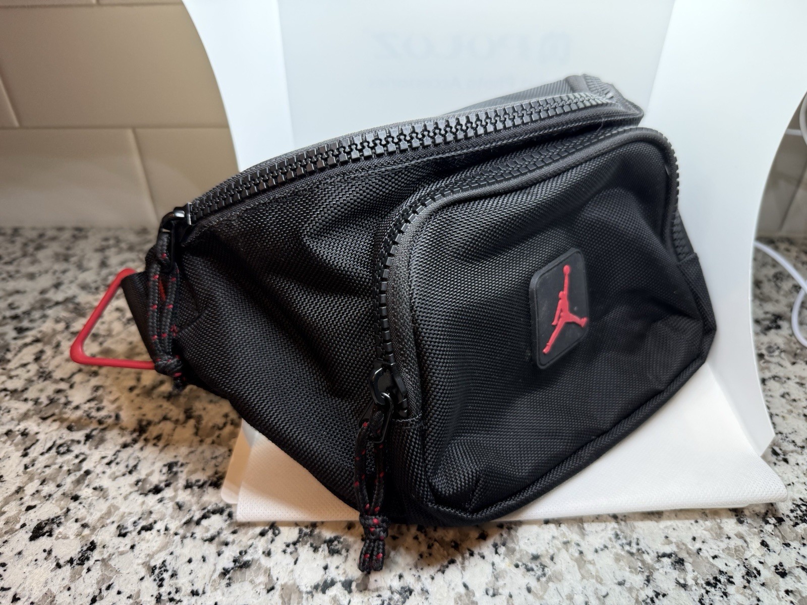 Jordan Black Waist Bag with Red Jumpman Accent