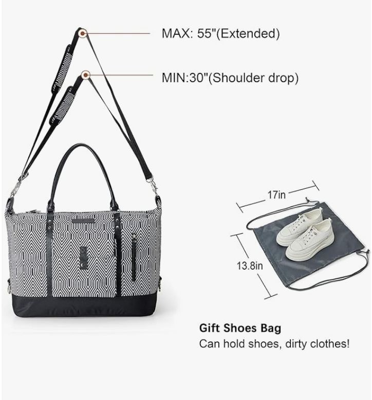 MAYMOONER 56L Black Stripe Unisex Travel Tote Duffle Bag
