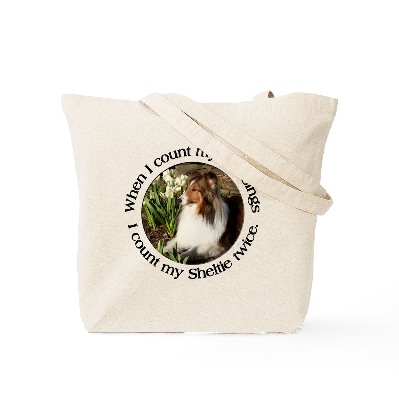 CafePress Sheltie Spring Natural Canvas Tote Bag, Cloth Shopping Bag (127222783)