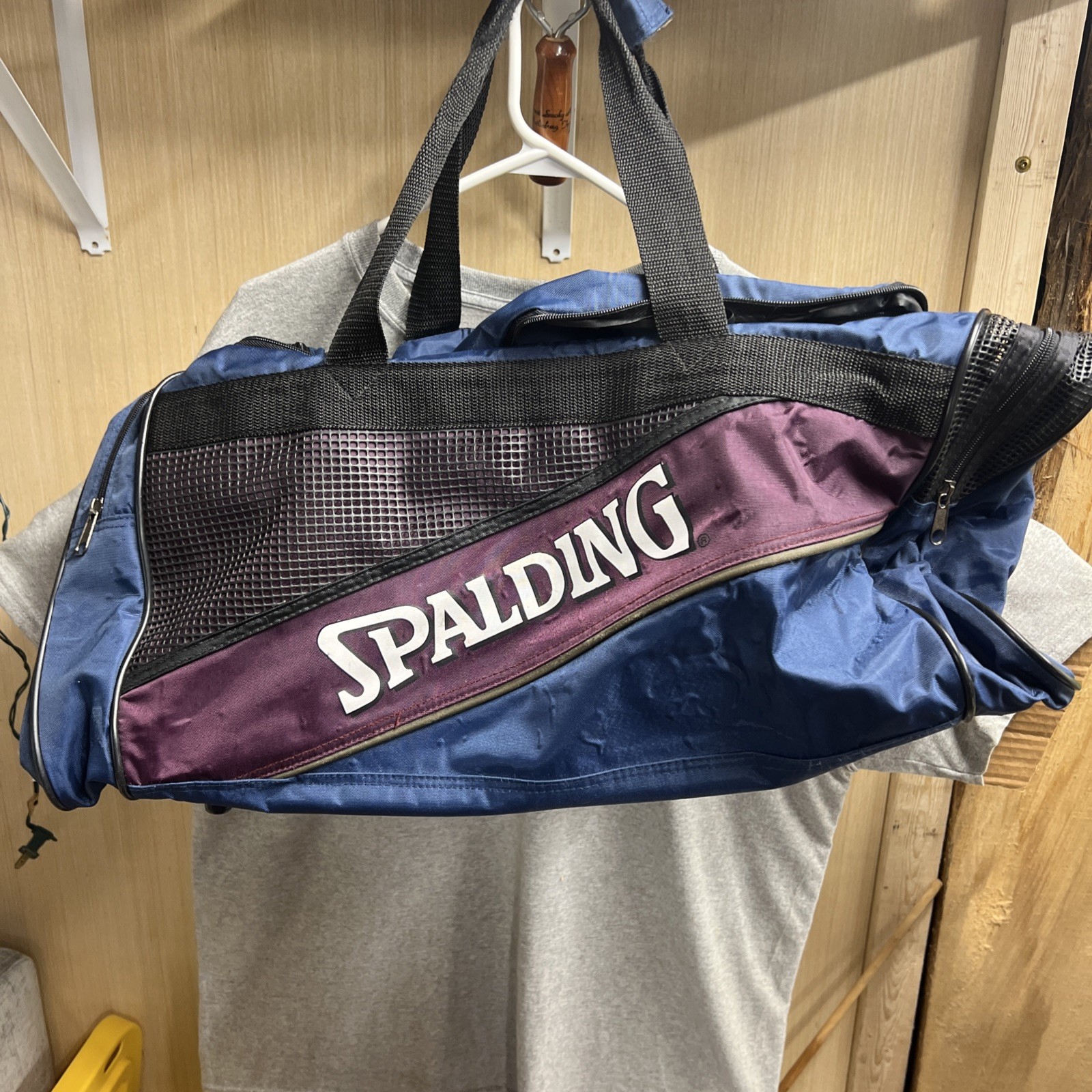 Duffle or Gym Bag Spalding Sports Equipment 26″ Blue Black side pocket